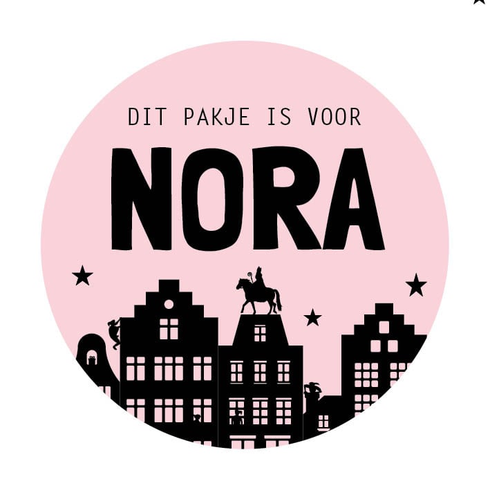 Sinterklaas sticker met naam | Huisjes