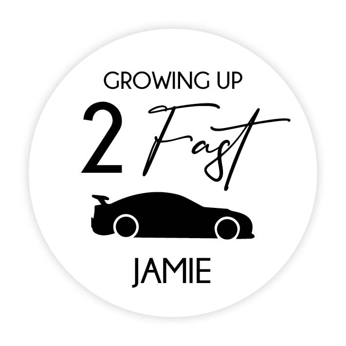 Traktatie sticker met naam | 2 Fast