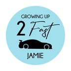 Traktatie sticker met naam | 2 Fast