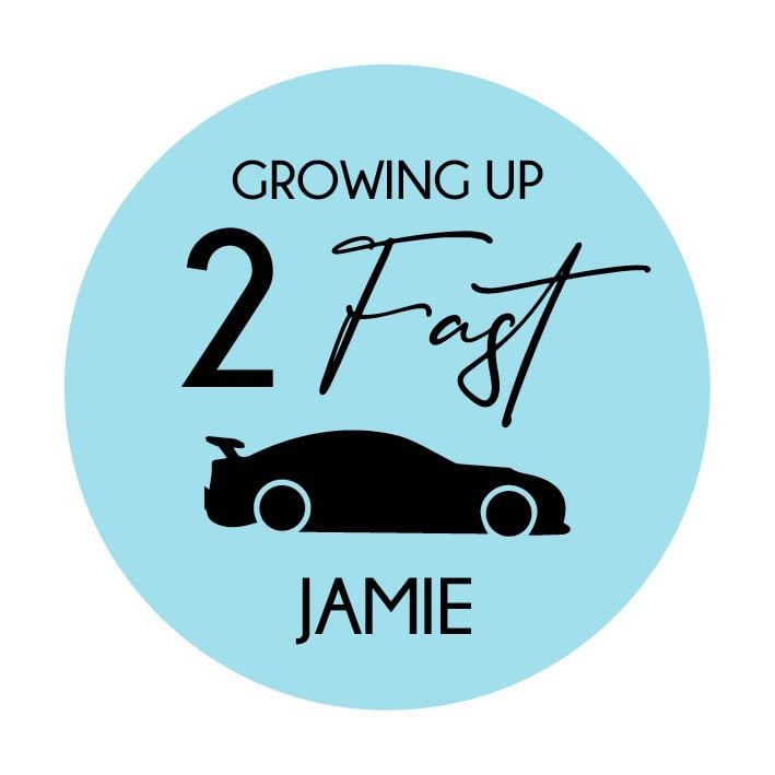 Traktatie sticker met naam | 2 Fast