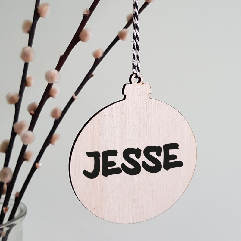 Kerstbal hout | Met naam stoer