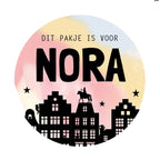 Sinterklaas sticker met naam | Huisjes