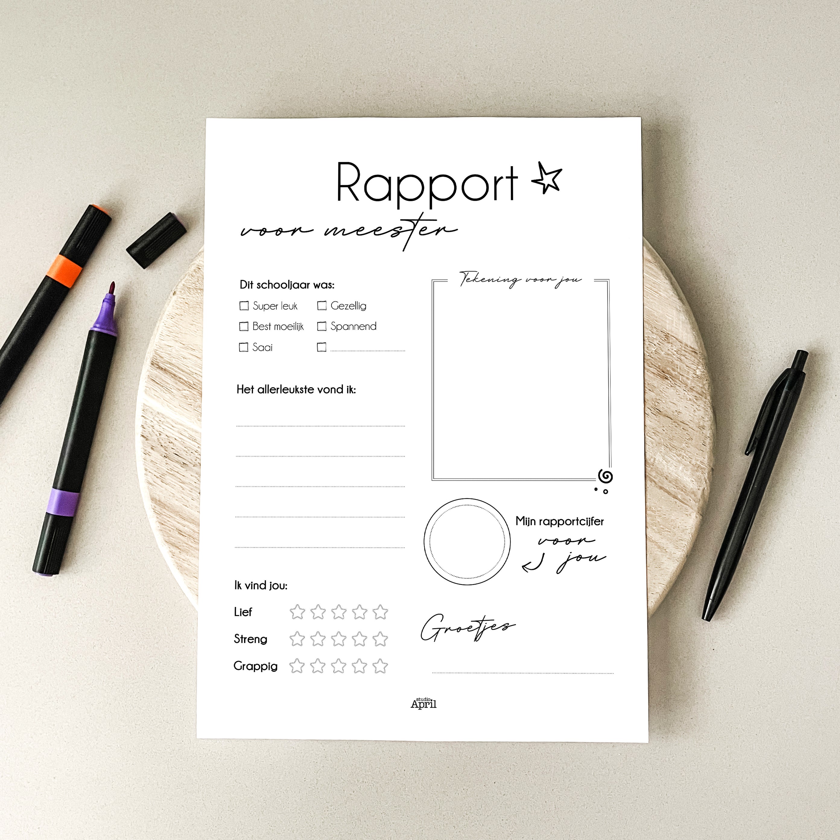 Printable | Rapport voor de Meester