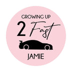 Traktatie sticker met naam | 2 Fast