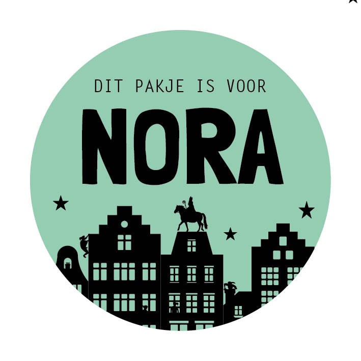 Sinterklaas sticker met naam | Huisjes