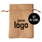 Jute pepernotenzakje met logo | 10 stuks