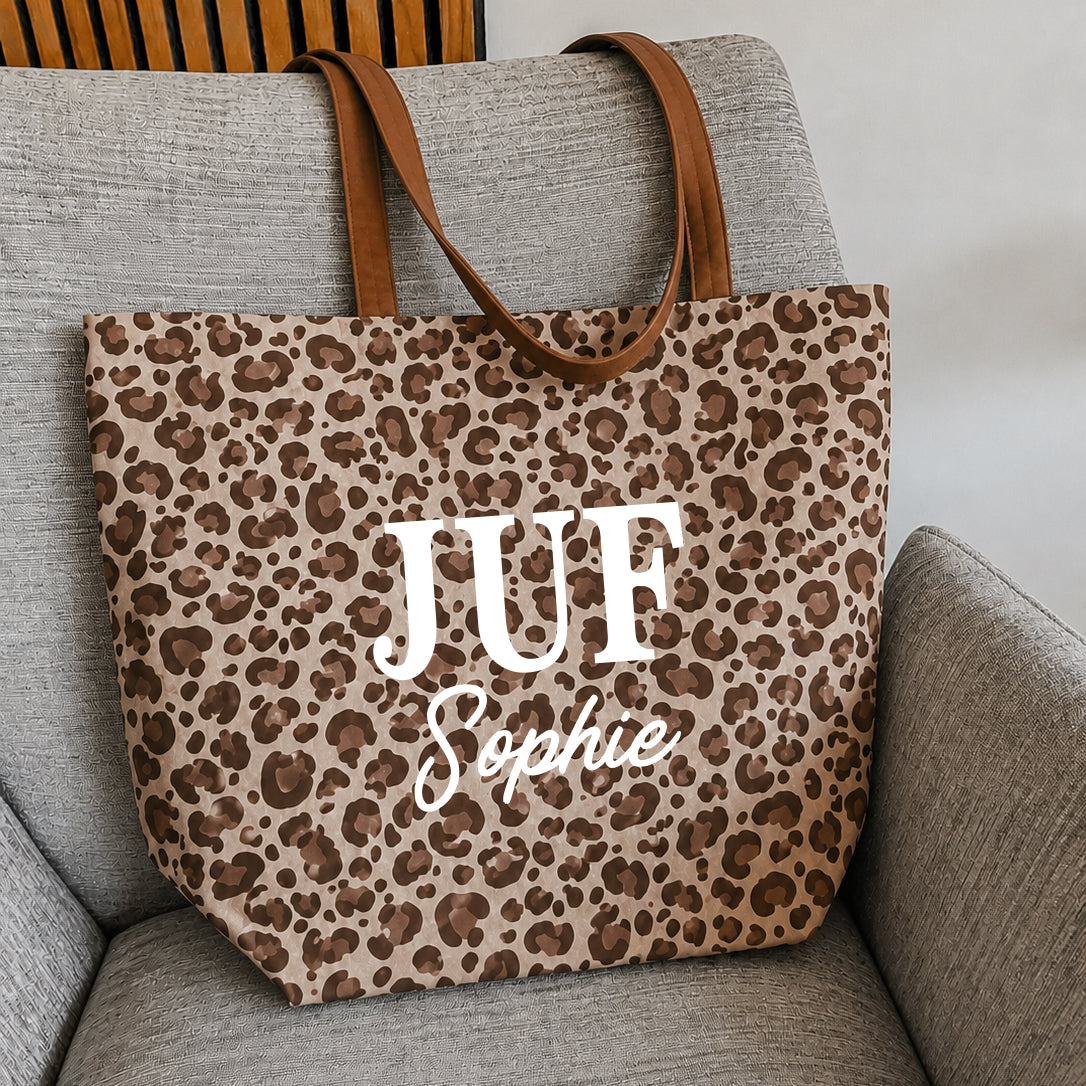 Leopard Tas met naam | Juf
